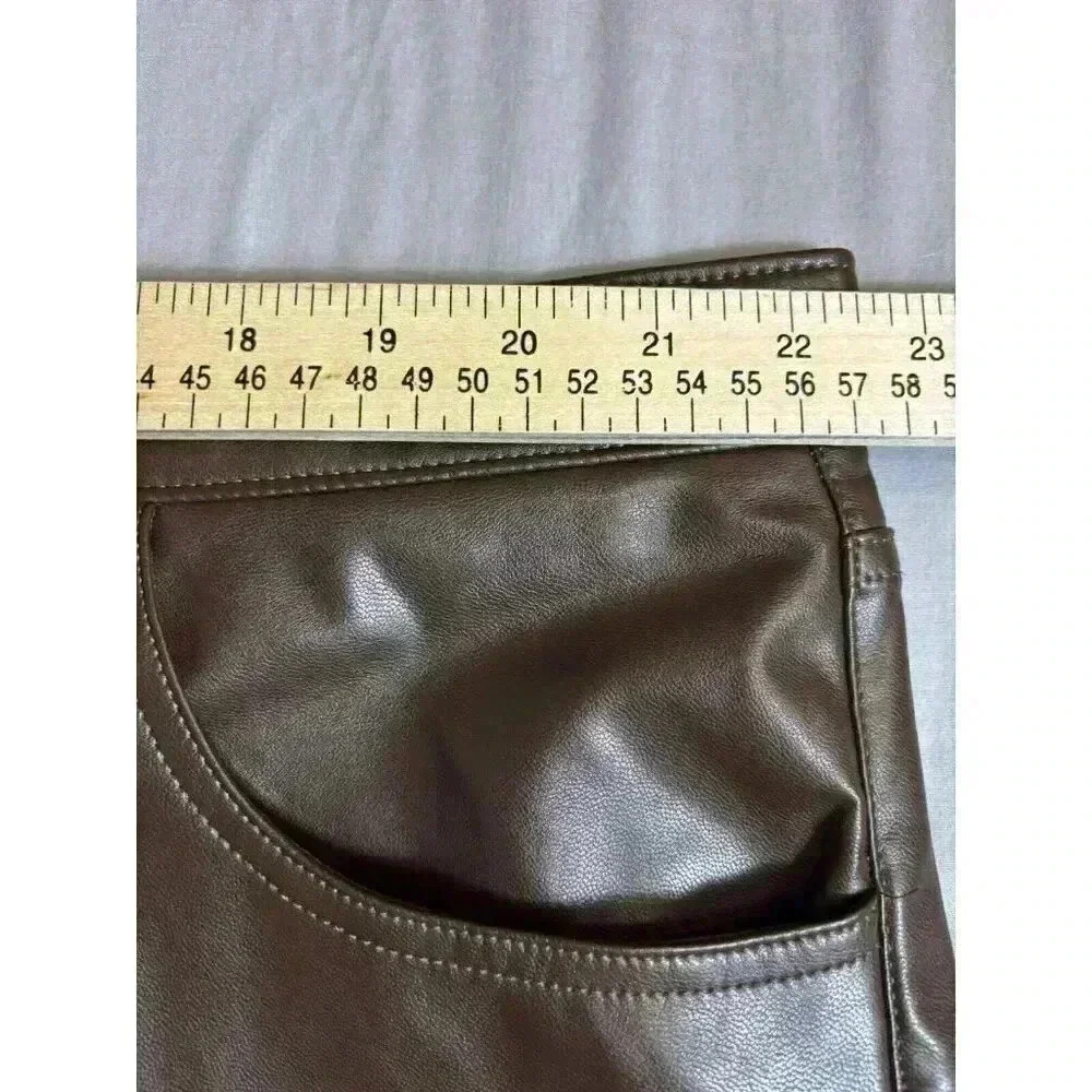 Abercrombie Womens The 90s Straight Ultra High Rise Vegan Leather Pants 36/22 L - Picture 6 of 6